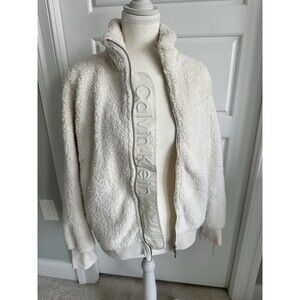 Calvin Klein Performance Cream Sherpa Teddy Fleece Cozy Jacket Full Zip Medium